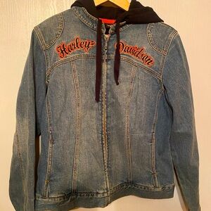 Harley-Davidson Women’s Denim Jacket with Black Hood
